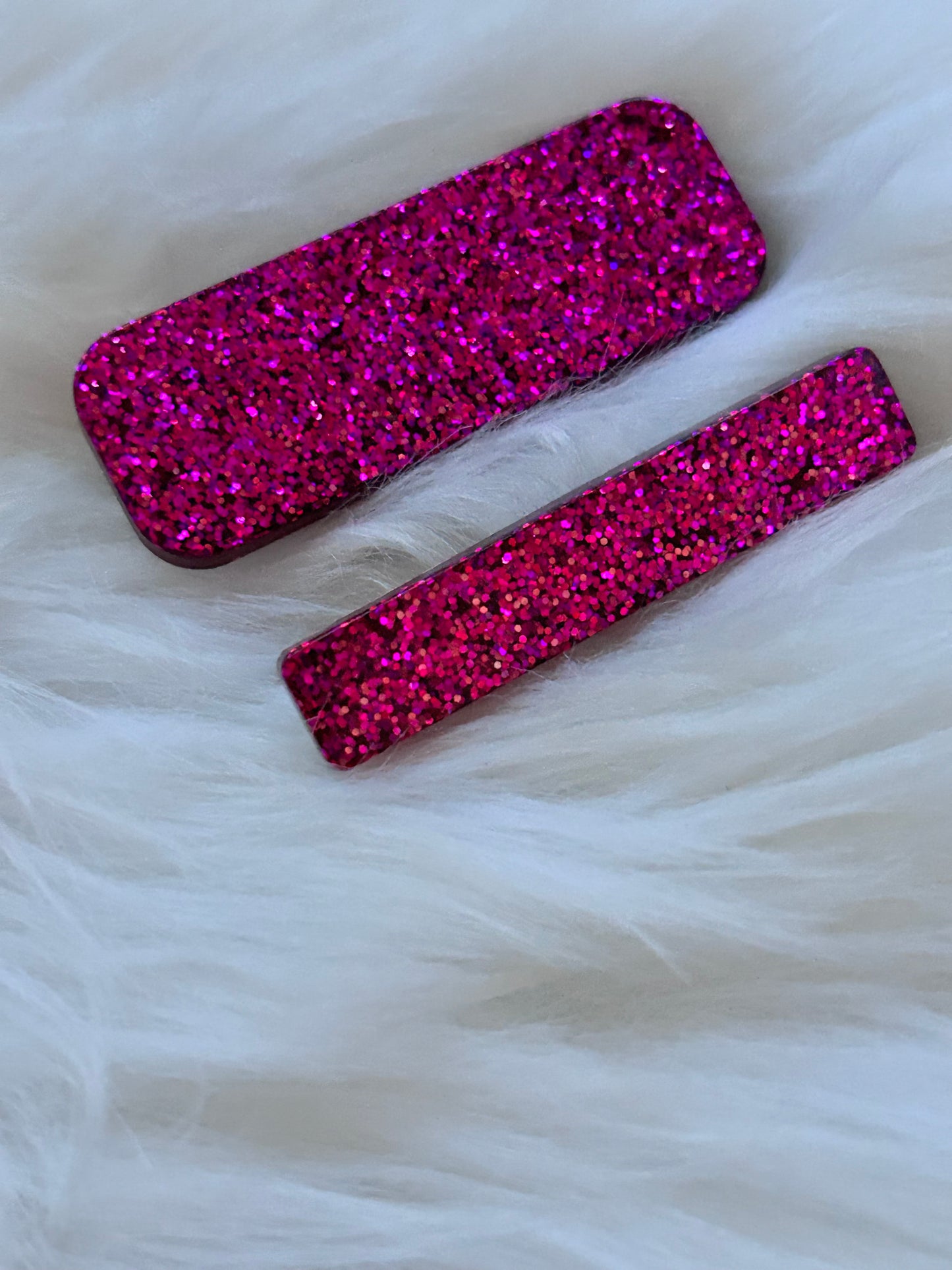 Set of 2 pink glitter resin hair clips, girls hairclips , handmade hair accessories