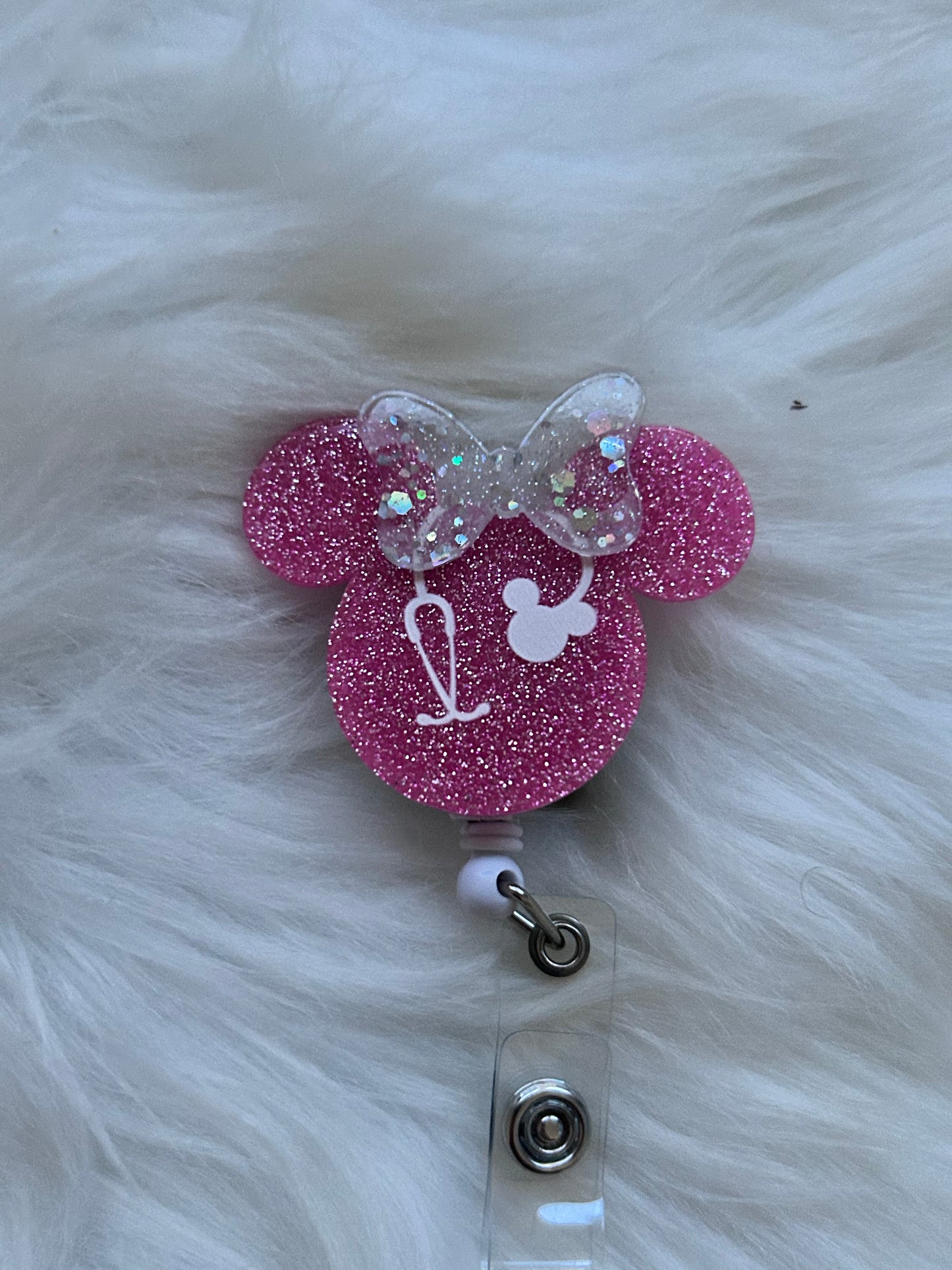 Badge reel, nurses badge reel, Minnie Mouse badge reel, personalised badge reel, glitter badge reel, nurses gifts