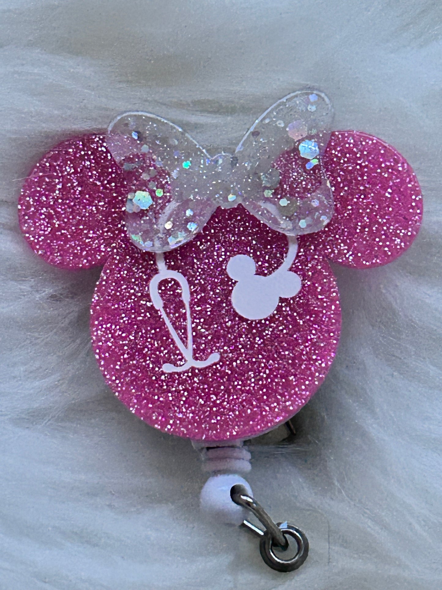 Badge reel, nurses badge reel, Minnie Mouse badge reel, personalised badge reel, glitter badge reel, nurses gifts