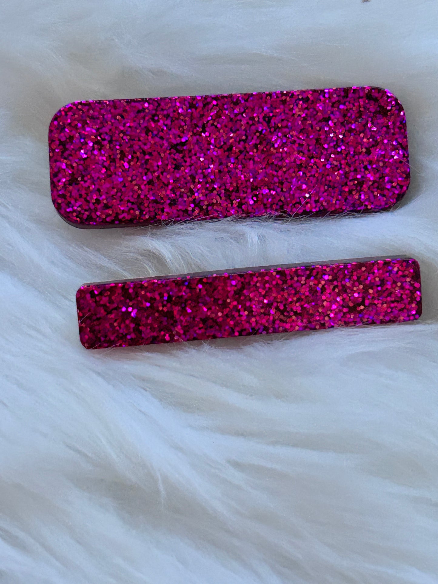 Set of 2 pink glitter resin hair clips, girls hairclips , handmade hair accessories