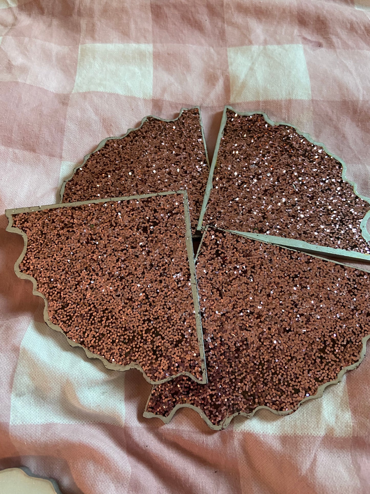 Agate resin 4Pcs coaster set. triangulated pink coasters