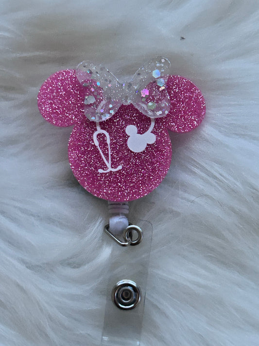 Badge reel, nurses badge reel, Minnie Mouse badge reel, personalised badge reel, glitter badge reel, nurses gifts